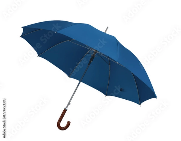 Obraz Tilted Blue Umbrella Open — Dynamic Perspective on Transparent Background.