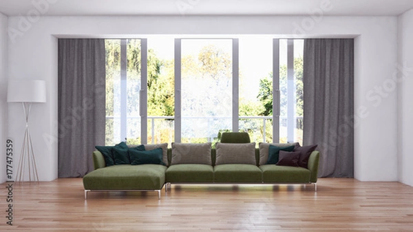 Fototapeta Modern bright interiors. 3D rendering illustration