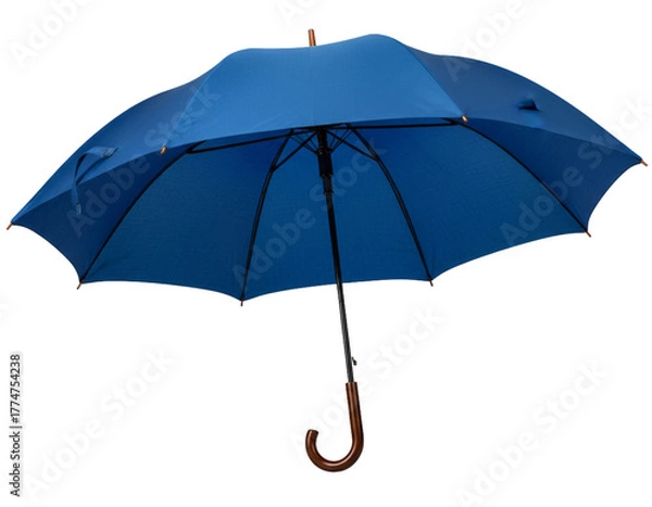 Obraz Tilted Open Blue Umbrella — Dynamic Perspective on Transparent Background.