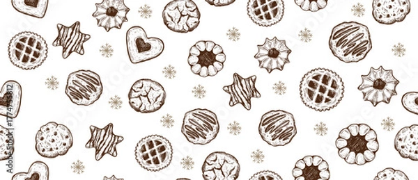 Fototapeta Hand-drawn Assorted Cookies Seamless Pattern