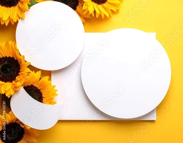 Obraz Bright Sunflower Composition with Blank White Space for Text.