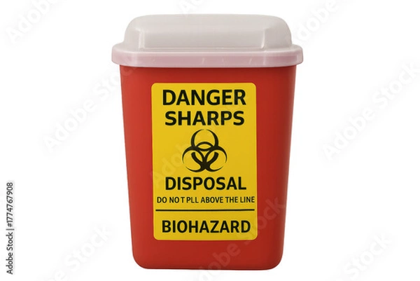 Obraz Sharps container for medical biohazard waste disposal