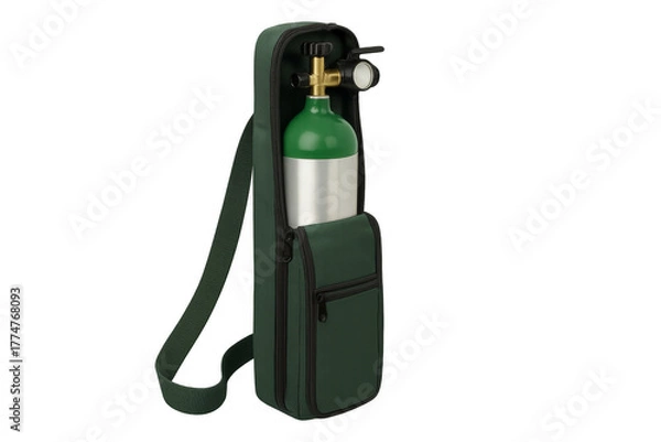 Obraz Portable oxygen tank with regulator in carrier bag