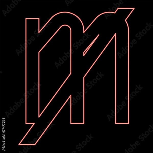 Fototapeta Neon mill's symbol milly sign red color vector illustration image flat style