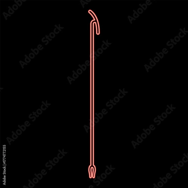 Fototapeta Neon egyptian scepter Uas red color vector illustration image flat style