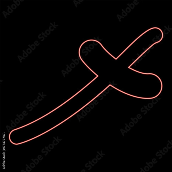 Fototapeta Neon rufiyaa Maldivian currency symbol MVR money sign red color vector illustration image flat style