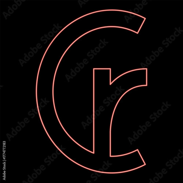 Fototapeta Neon brazilian Cruzeiro currency symbol sign element of money red color vector illustration image flat style