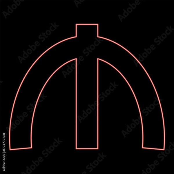 Fototapeta Neon azeri manat currency glyph symbol money sing red color vector illustration image flat style