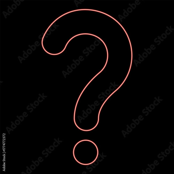 Fototapeta Neon sign question red color vector illustration image flat style