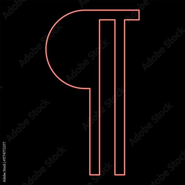 Fototapeta Neon paragraph sign Editable pilcrow text symbol typing element red color vector illustration image flat style