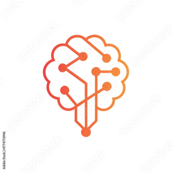 Obraz Digital brain or AI logo
