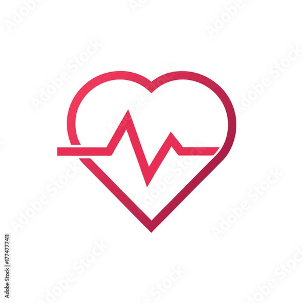 Fototapeta Heart symbol with heartbeat