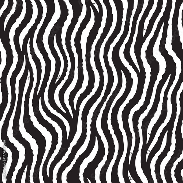 Obraz Black and white wavy zebra stripe pattern seamless texture stripes