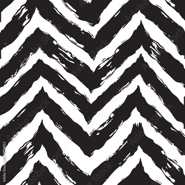 Obraz Black Brush Stroke Chevron Pattern Repeating Texture abstract background