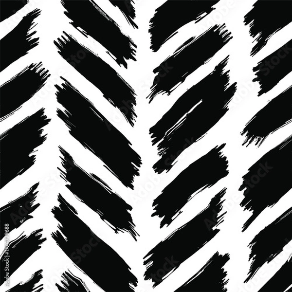 Obraz Black diagonal brush stroke pattern on white background texture