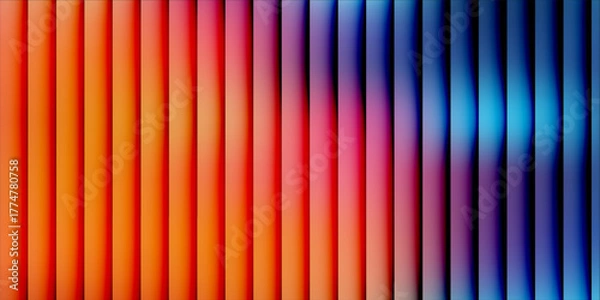 Fototapeta Aesthetic ribbed fractal glass texture. Modern pink, blue and purple gradient pattern. Frosted acrylic surface of door, window, roofs. Wavy striped blurry wallpaper. Vector bg.