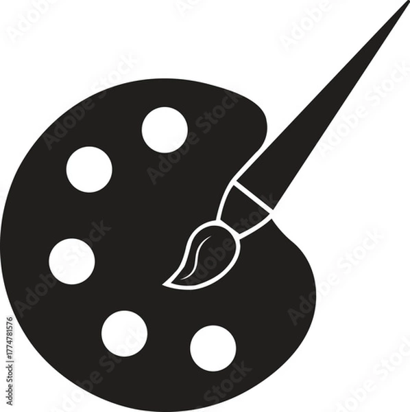 Fototapeta Artist's Palette and Paintbrush Icon Vector Illustration