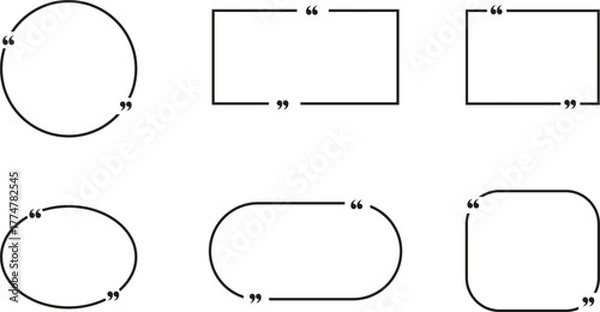 Fototapeta Minimal Quote Box Frames and Text Bubbles in Different Shapes Vector Set