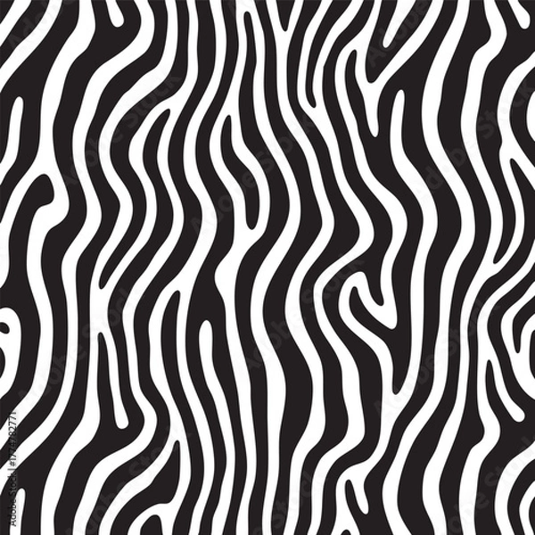 Obraz Organic wavy black and white abstract stripe pattern stripes