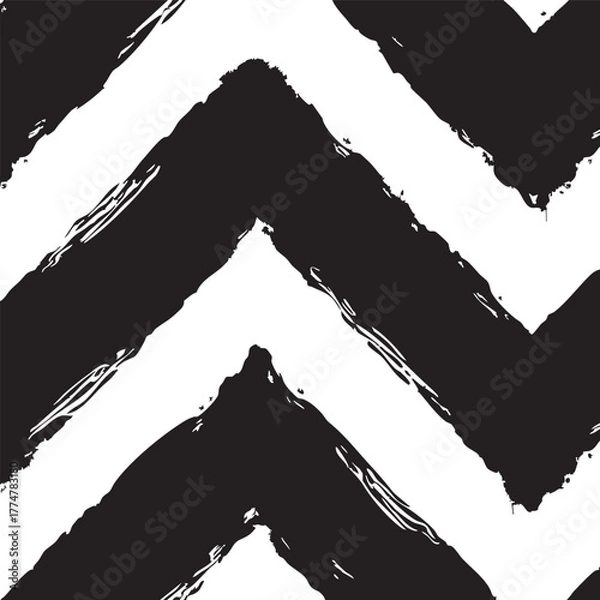 Obraz Thick Black Zigzag Lines Brush Stroke Pattern abstract background