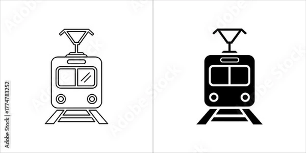 Fototapeta Outline and silhouette of a tram