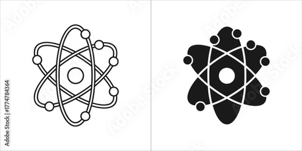 Fototapeta Atomic structure icon, atom symbol, nucleus, electron orbits, science and research concept