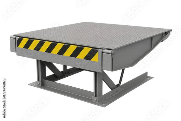 Obraz Loading dock leveler platform with warning stripes