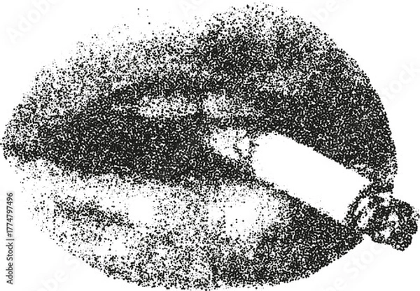 Obraz Grunge black ink splash lips sign pattern vector illustration on dirty white texture background