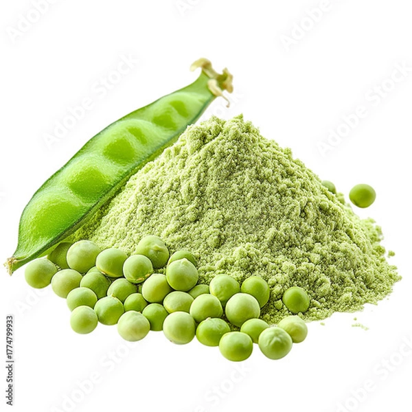 Obraz Pea flour pile, green peas Isolated transparent on white background