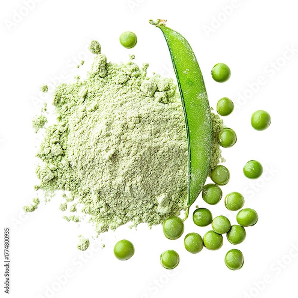 Obraz Pea flour pile, green peas Isolated transparent on white background