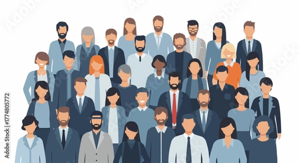 Fototapeta Diverse group of people standing together representing community and teamwork.