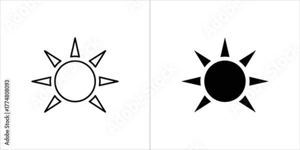 Obraz Two sun icons, one outlined and one solid black
