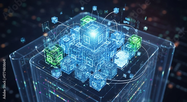 Obraz Virtual machines concept with cloud computing and server virtualization technology, VMs for data management, digital infrastructure and IT innovation
