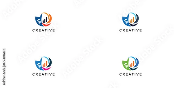 Fototapeta Business finance vector logo arrow diagram with color pattern