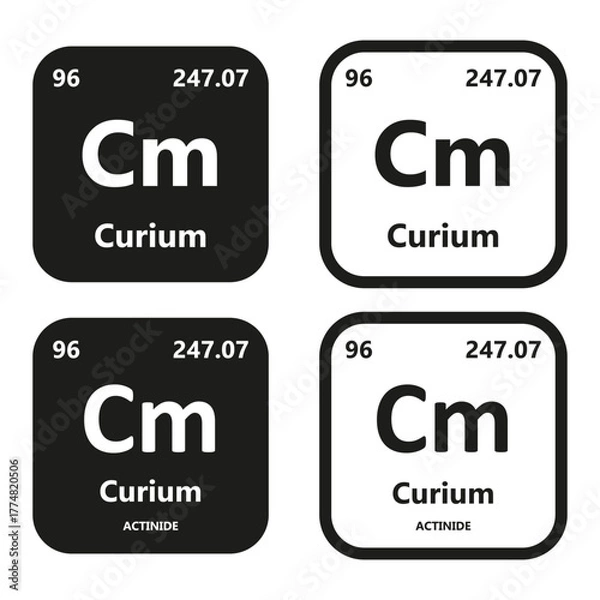Fototapeta Curium Element vector symbol with atomic number, atomic mass and chemical group block