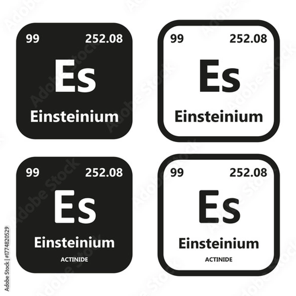 Fototapeta Einsteinium Element vector symbol with atomic number, atomic mass and chemical group block