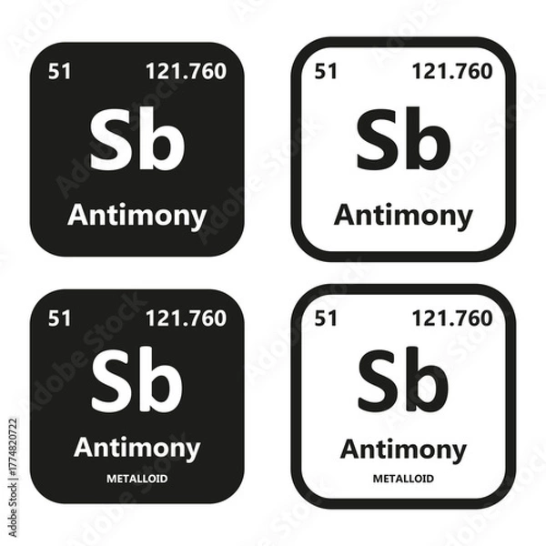 Fototapeta Antimony Element vector symbol with atomic number, atomic mass and chemical group block