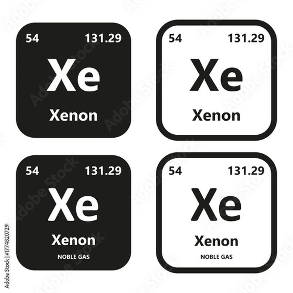 Fototapeta Xenon Element vector symbol with atomic number, atomic mass and chemical group block