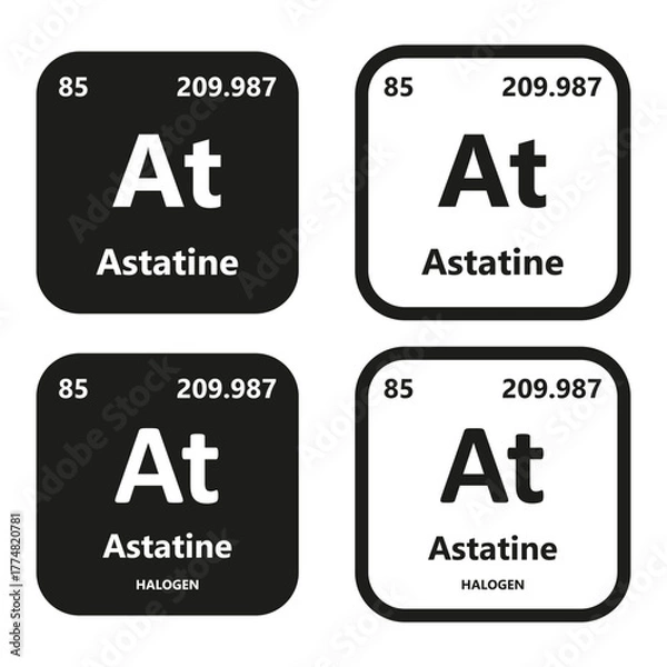 Fototapeta Astatine Element vector symbol with atomic number, atomic mass and chemical group block