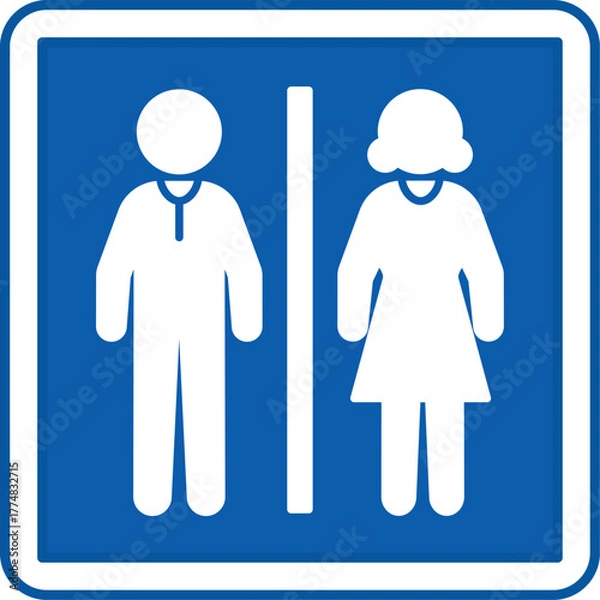 Obraz Blue Toilet Sign. Vector Icon. Men's and Women's Restrooms. Hospital Ward Sign