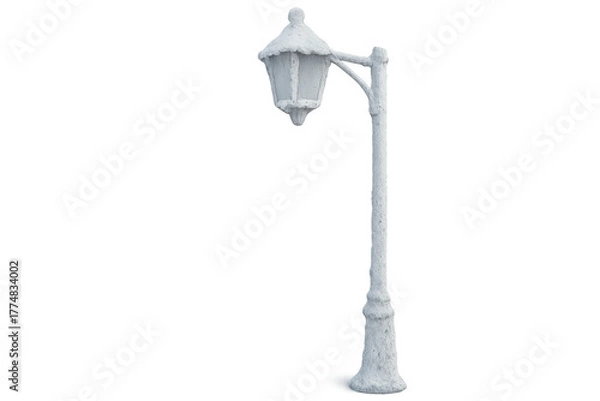 Obraz White lamppost covered in snow on transparent background