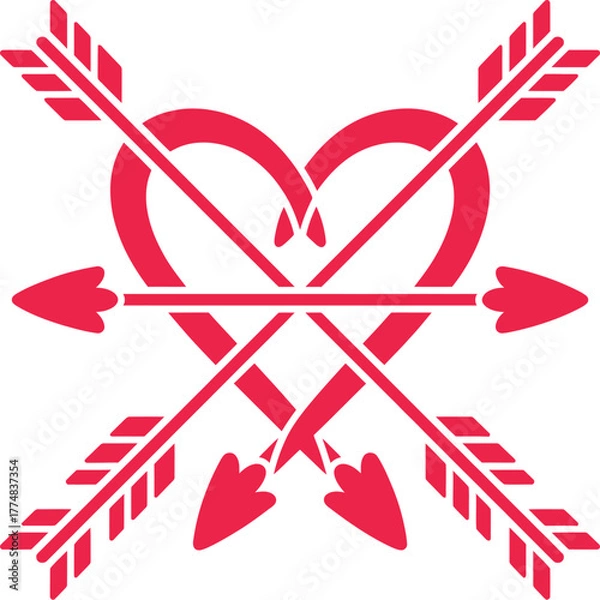Fototapeta Intersecting Arrows Heart Icon for Love and Romance