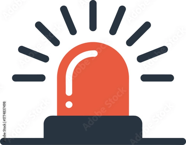 Obraz Red Flashing Siren Light Icon Alert Symbol