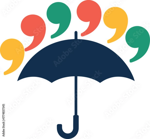 Fototapeta Umbrella with Colorful Quote Marks Icon
