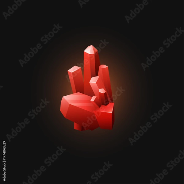 Obraz Vibrant Red Crystal Formation A Stunning Digital Illustration for Mineral and Gemstone Concepts