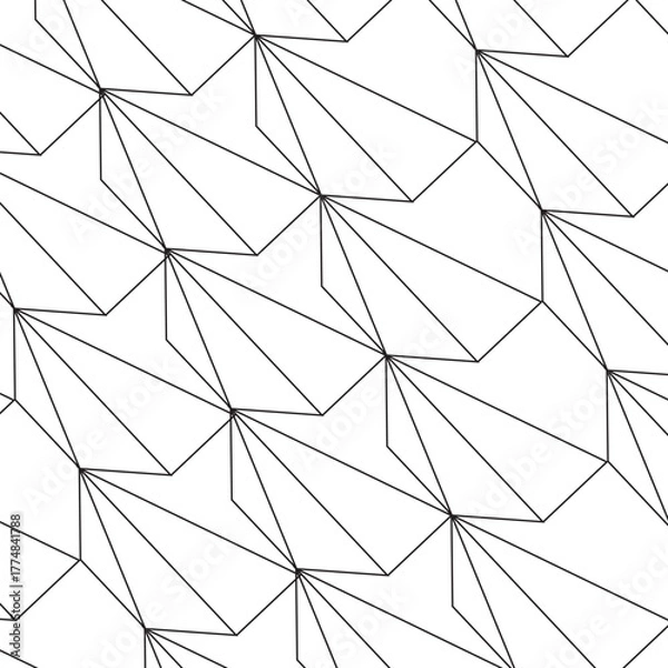 Fototapeta Abstract crystal shape line pattern art.