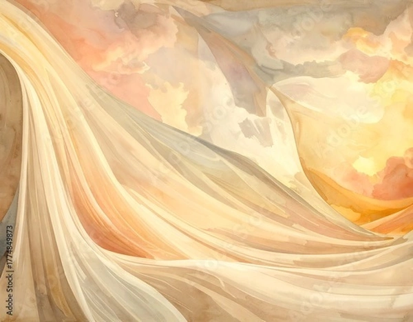 Obraz Abstract Golden Light and Flowing Fabric - A Dreamlike Composition.