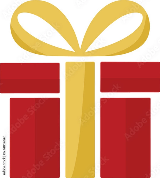 Obraz Red gift box with gold ribbon isolated on transparent background