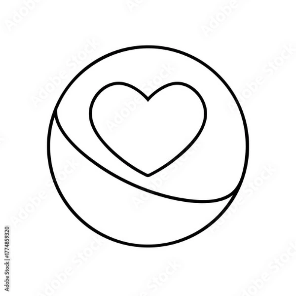 Fototapeta Simple heart inside a circle line drawing silhouette
