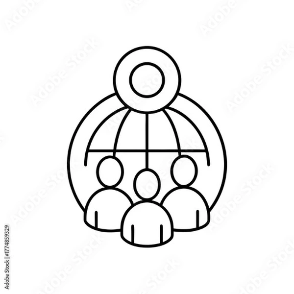 Fototapeta Teamwork global network connection icon silhouette